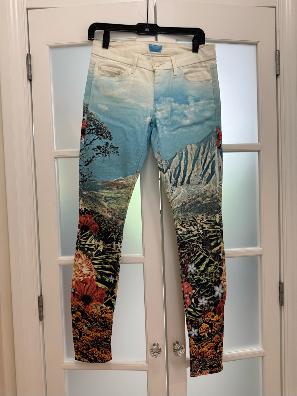 MOTHER Scenic Landscape Skinny Jeans - Blue & Multi